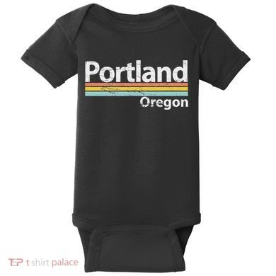 Portland Oregon Worn Design Retro Stripes Classic Baby Bodysuit