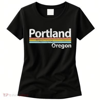 Portland Oregon Worn Design Retro Stripes Classic Women's T-Shirt