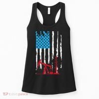 Patriotic Oilfield Worker Oilman Oil Rig Drilling US Flag Women's Tank Top thumb 0