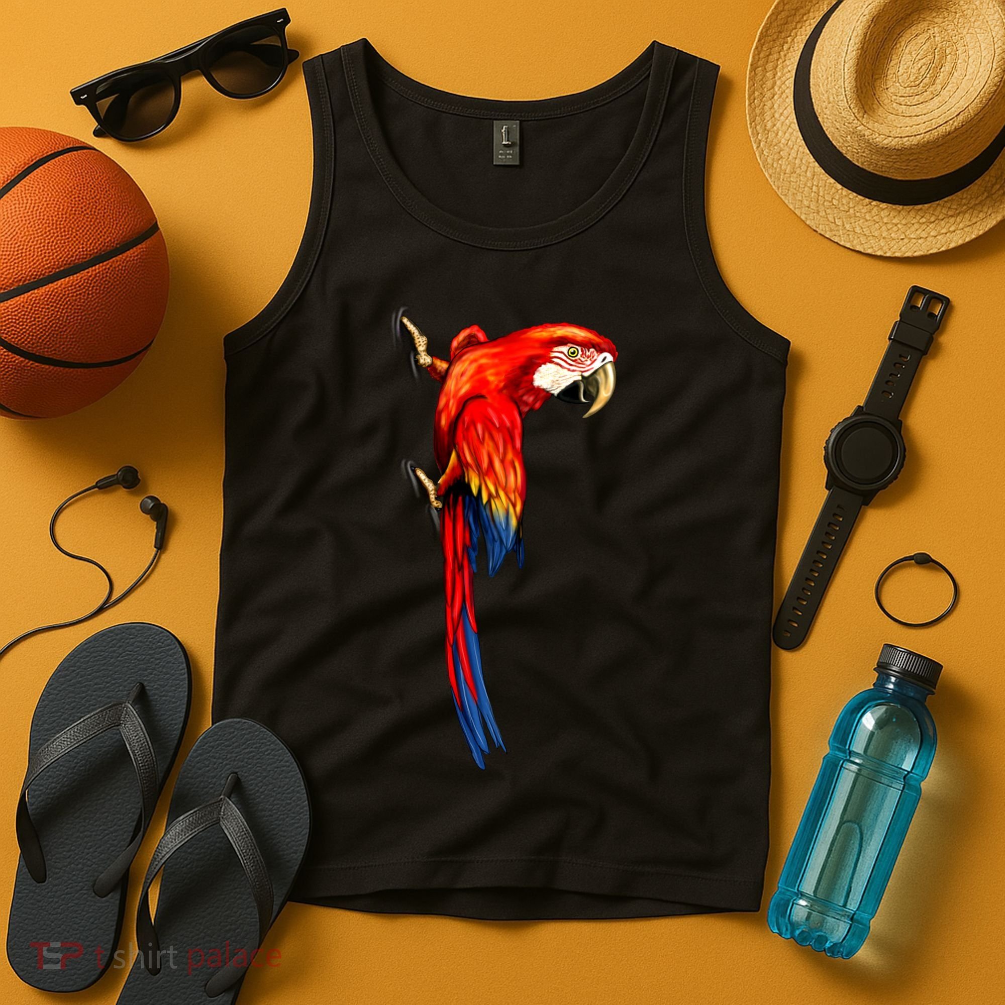 Parrot On Wall Tank Top