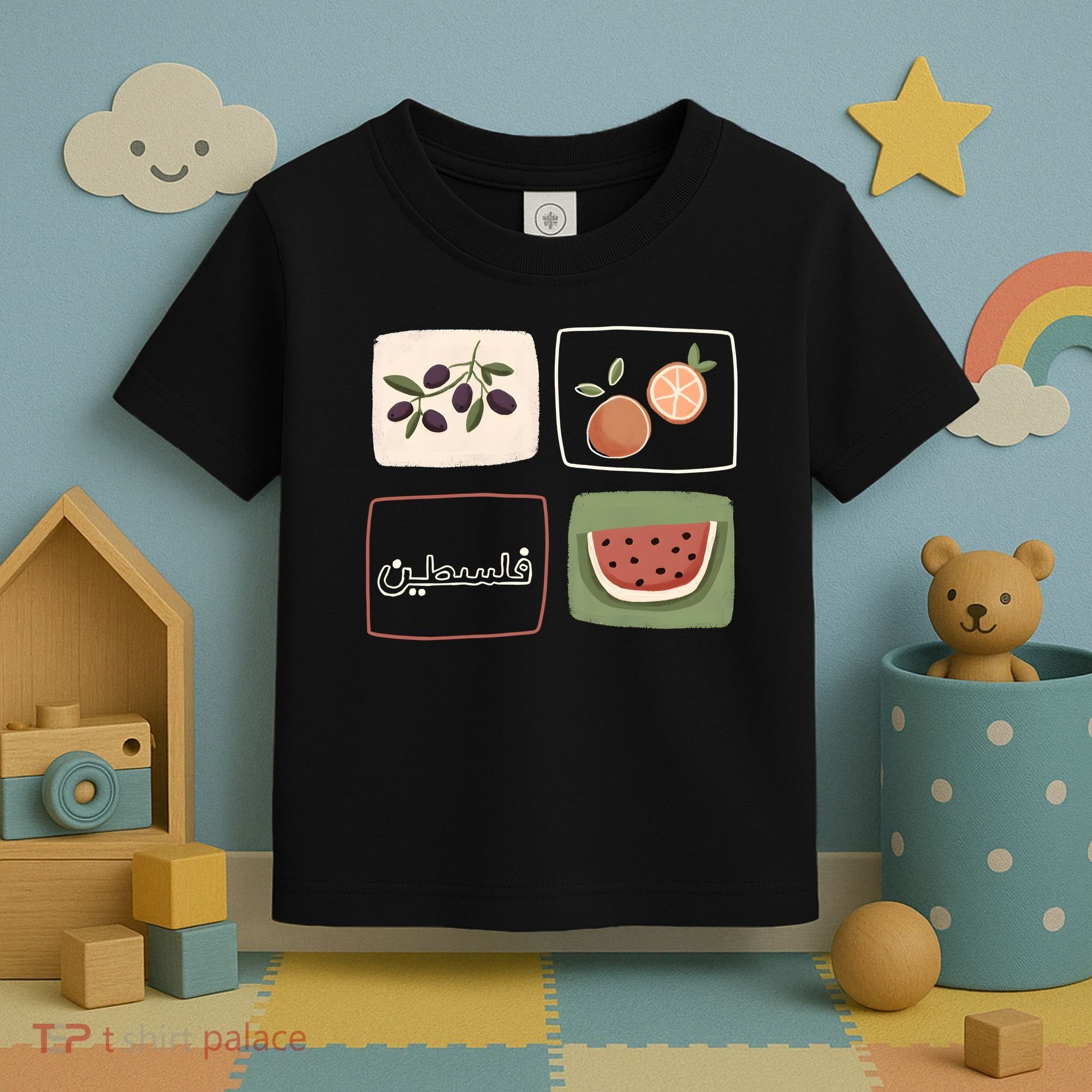 Palestine Olives Watermelon Orange Falasteen Palestinian Toddler T-Shirt