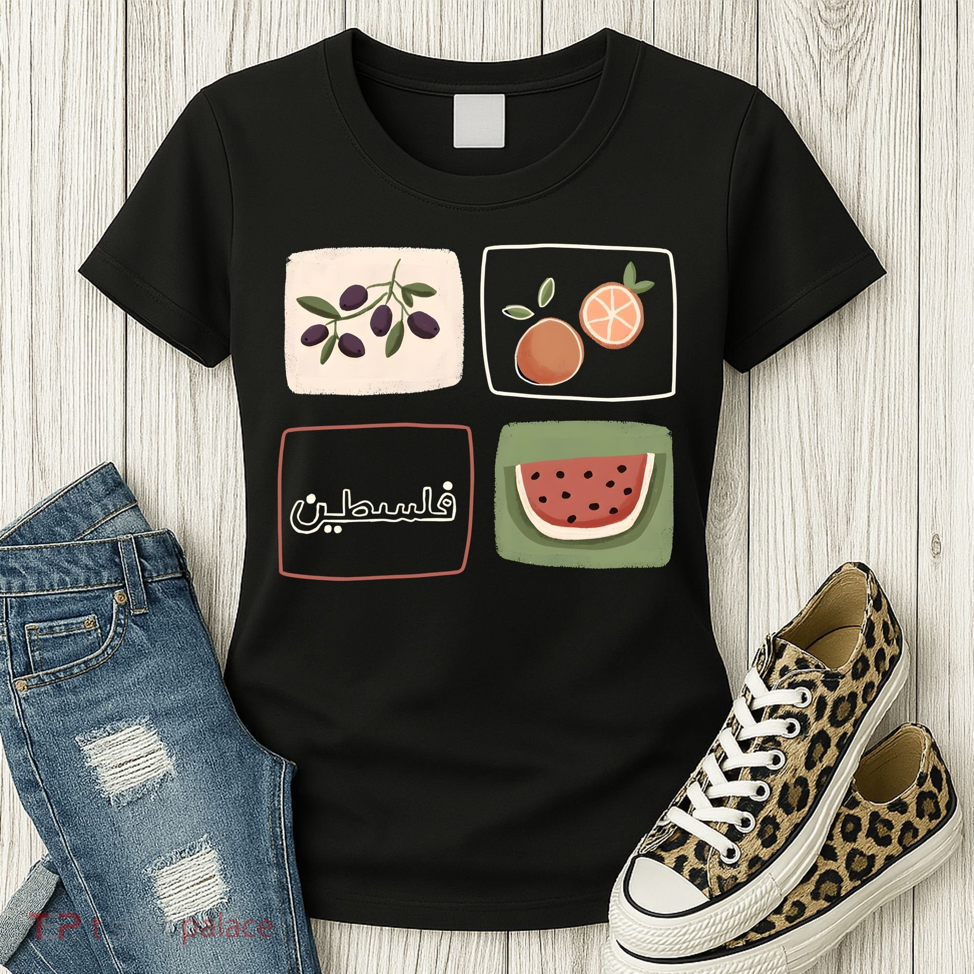 Palestine Olives Watermelon Orange Falasteen Palestinian Women's T-Shirt