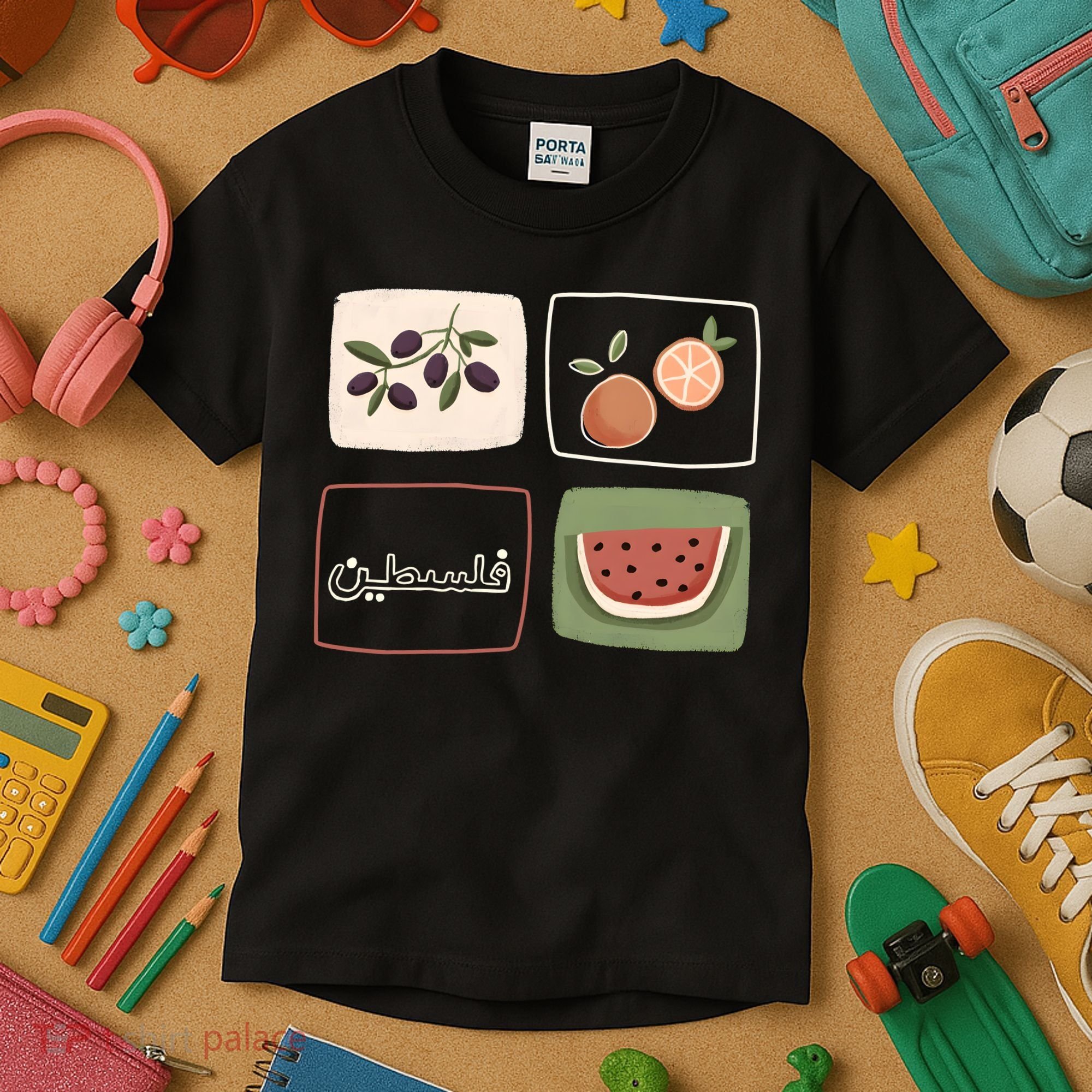 Palestine Olives Watermelon Orange Falasteen Palestinian Kids T-Shirt