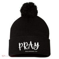 Pray [Philippians 46] Pom Pom 12in Knit Beanie thumb 0