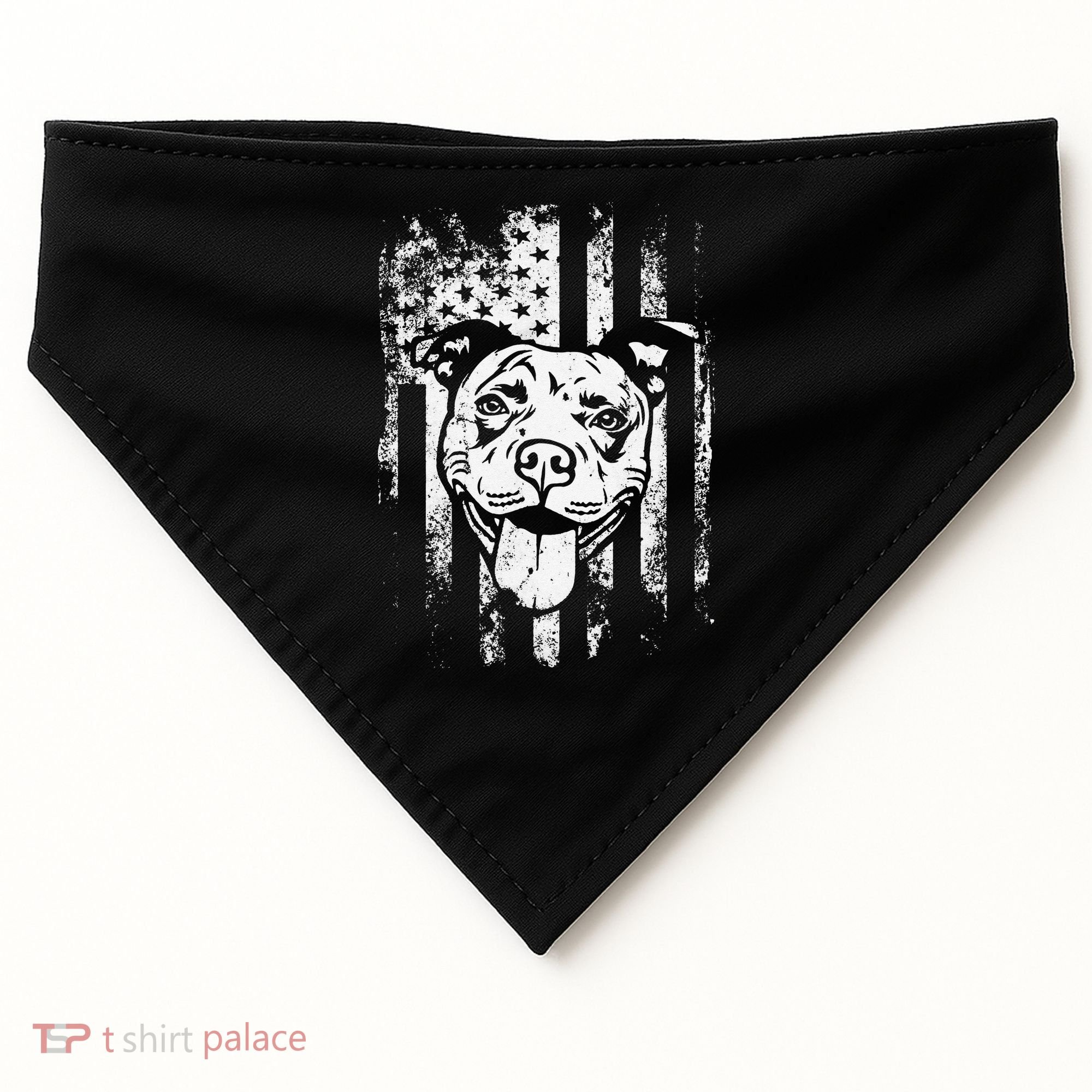 Patriotic Pitbull American Flag Dog Lover USA-Made Doggie Bandana