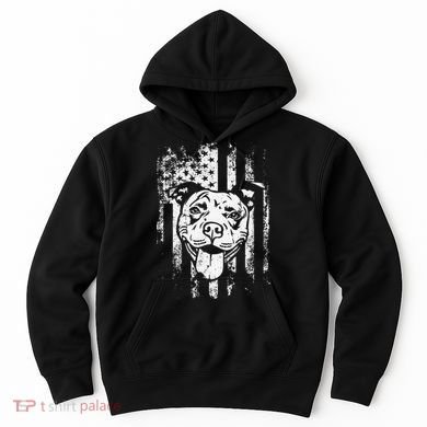 Patriotic Pitbull American Flag Dog Lover Hoodie