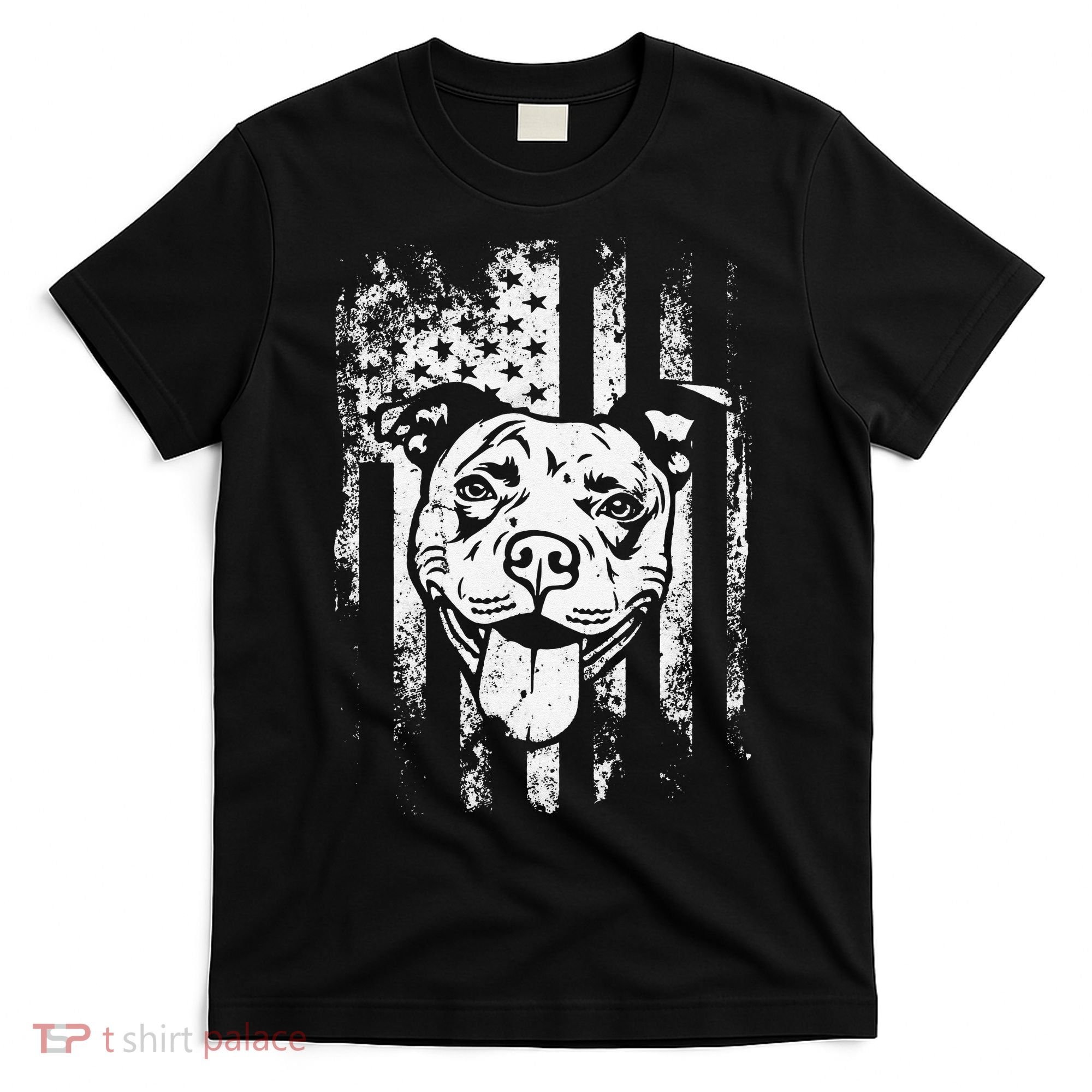 Patriotic Pitbull American Flag Dog Lover T-Shirt