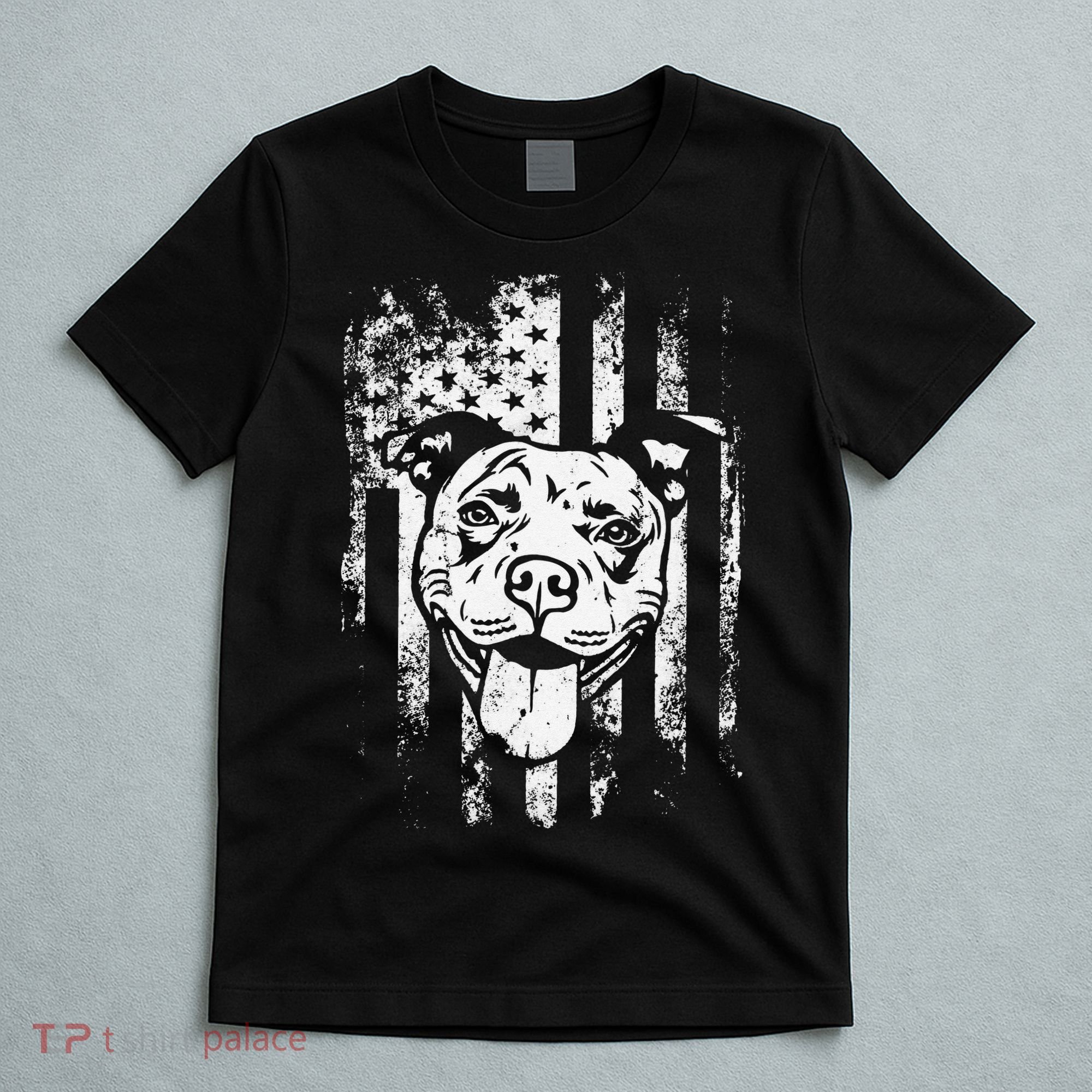 Patriotic Pitbull American Flag Dog Lover T-Shirt