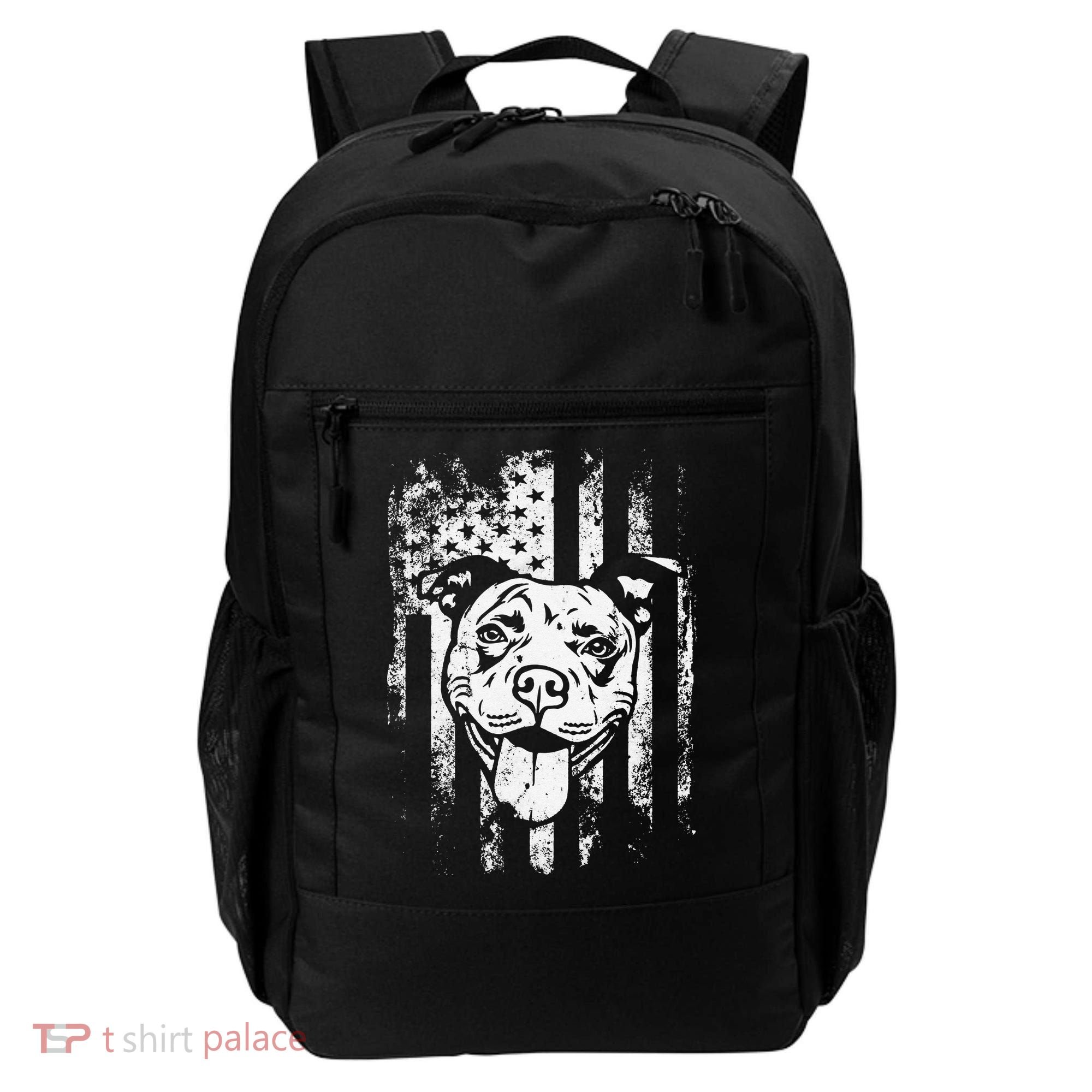 Patriotic Pitbull American Flag Dog Lover Backpack