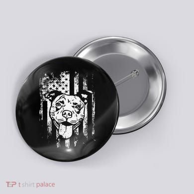 Patriotic Pitbull American Flag Dog Lover Button