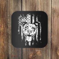 Patriotic Pitbull American Flag Dog Lover Coaster thumb 0