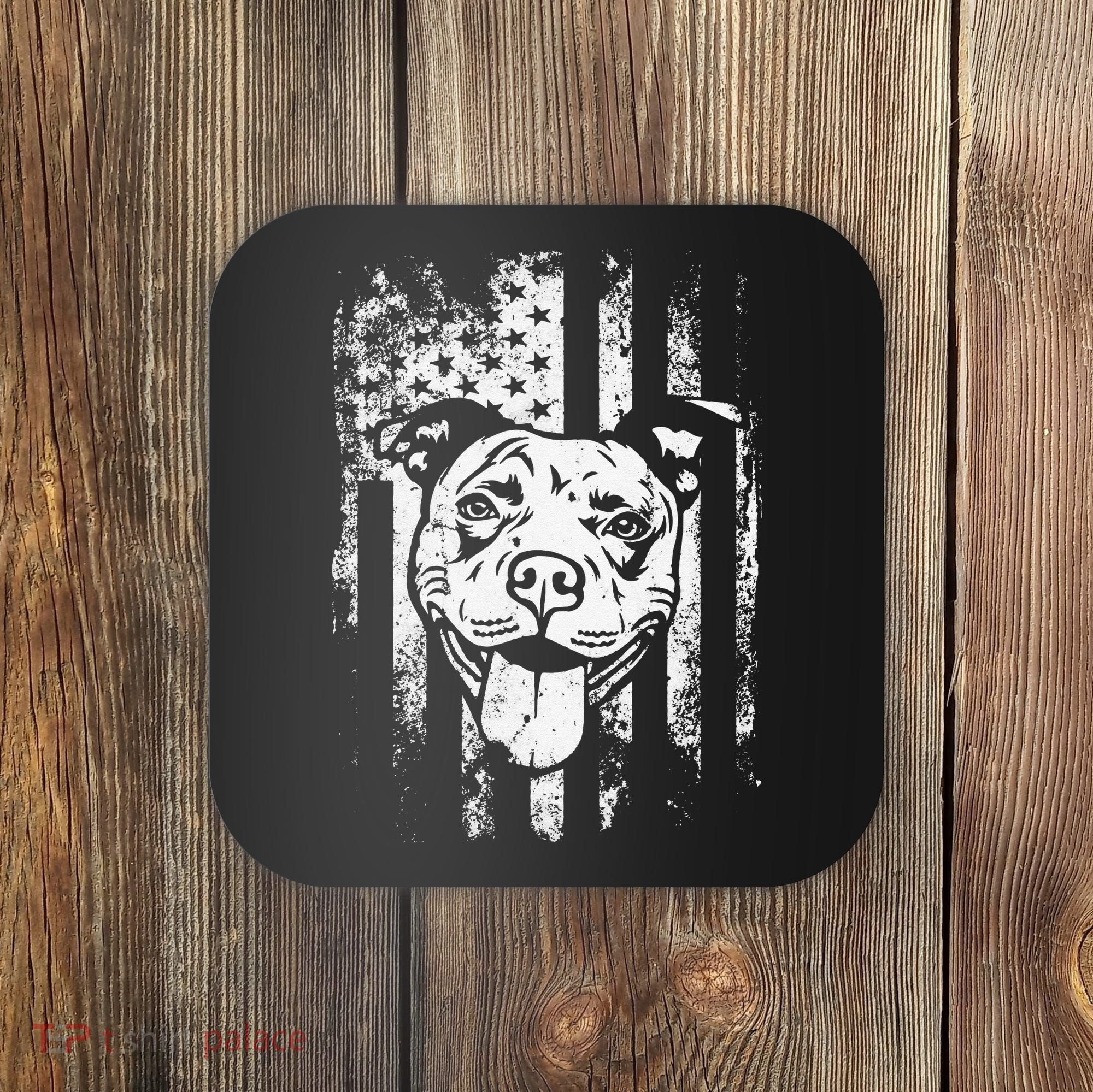 Patriotic Pitbull American Flag Dog Lover Coaster