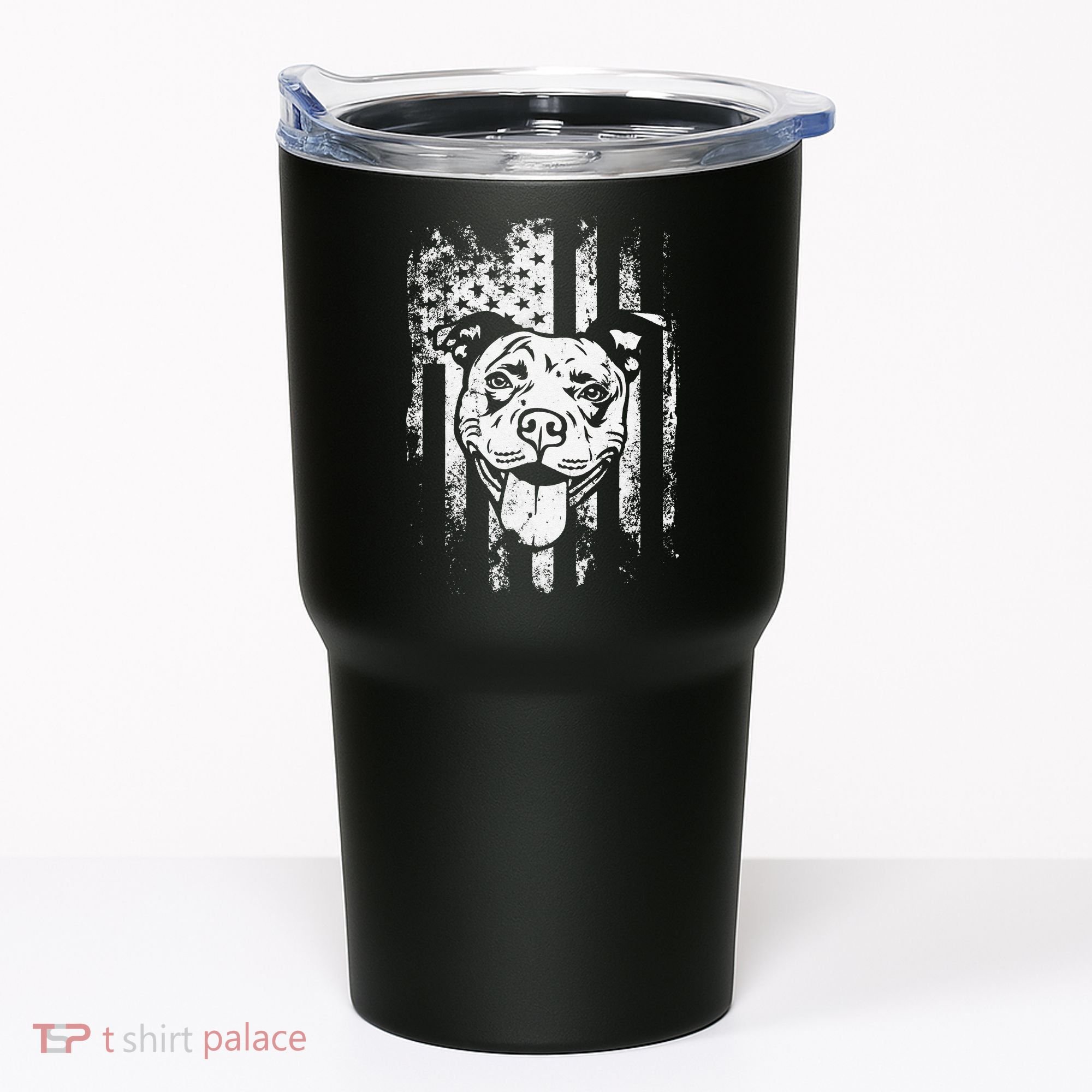 Patriotic Pitbull American Flag Dog Lover Tumbler