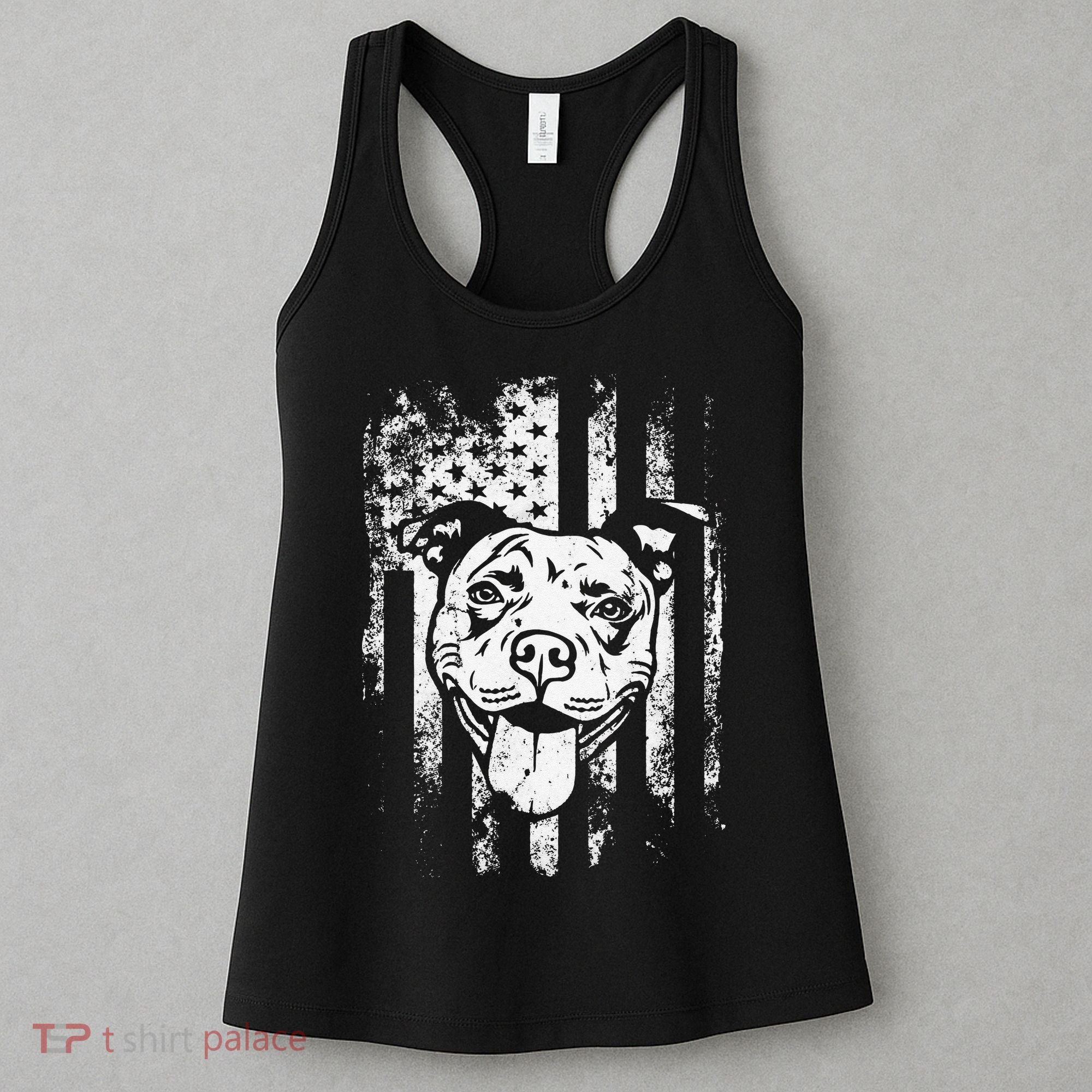 Patriotic Pitbull American Flag Dog Lover Women's Tank Top