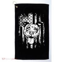 Patriotic Pitbull American Flag Dog Lover Golf Towel thumb 0