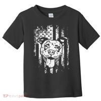 Patriotic Pitbull American Flag Dog Lover Toddler T-Shirt thumb 0