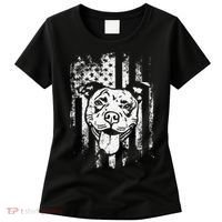 Patriotic Pitbull American Flag Dog Lover Women's T-Shirt thumb 0