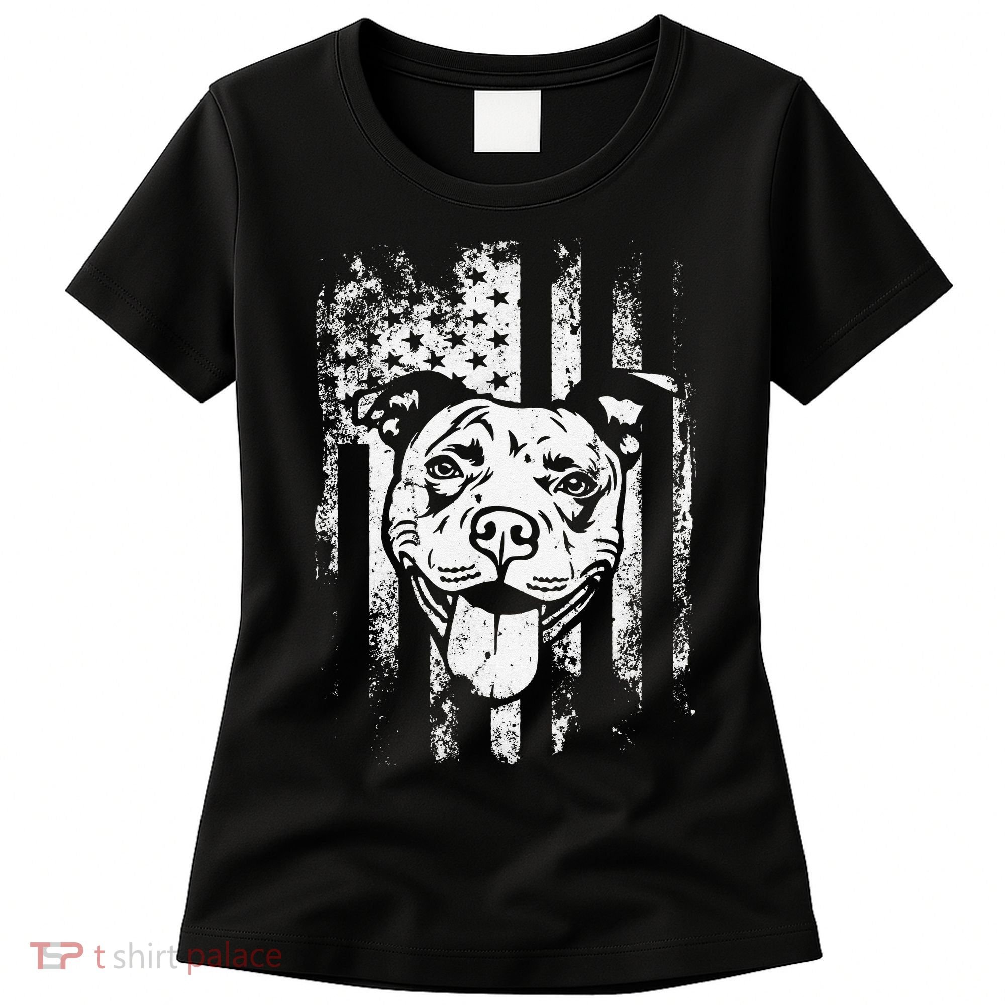 Patriotic Pitbull American Flag Dog Lover Women's T-Shirt