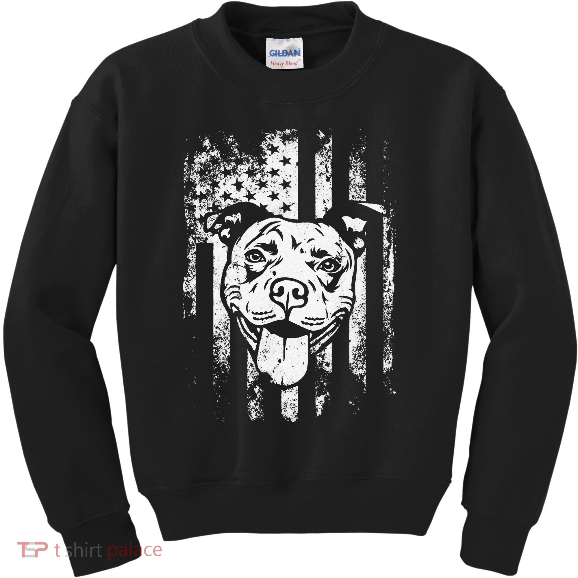 Patriotic Pitbull American Flag Dog Lover Kids Sweatshirt