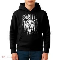 Patriotic Pitbull American Flag Dog Lover Kids Hoodie thumb 4