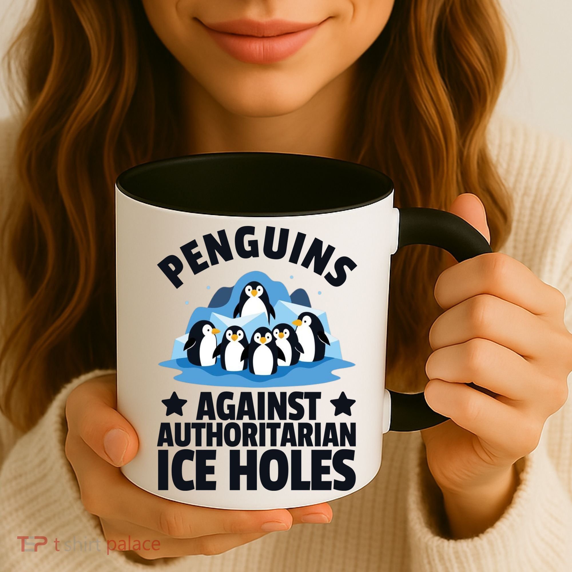 Penguin Protest Anti Authoritarian Ice Hole Coffee Mug