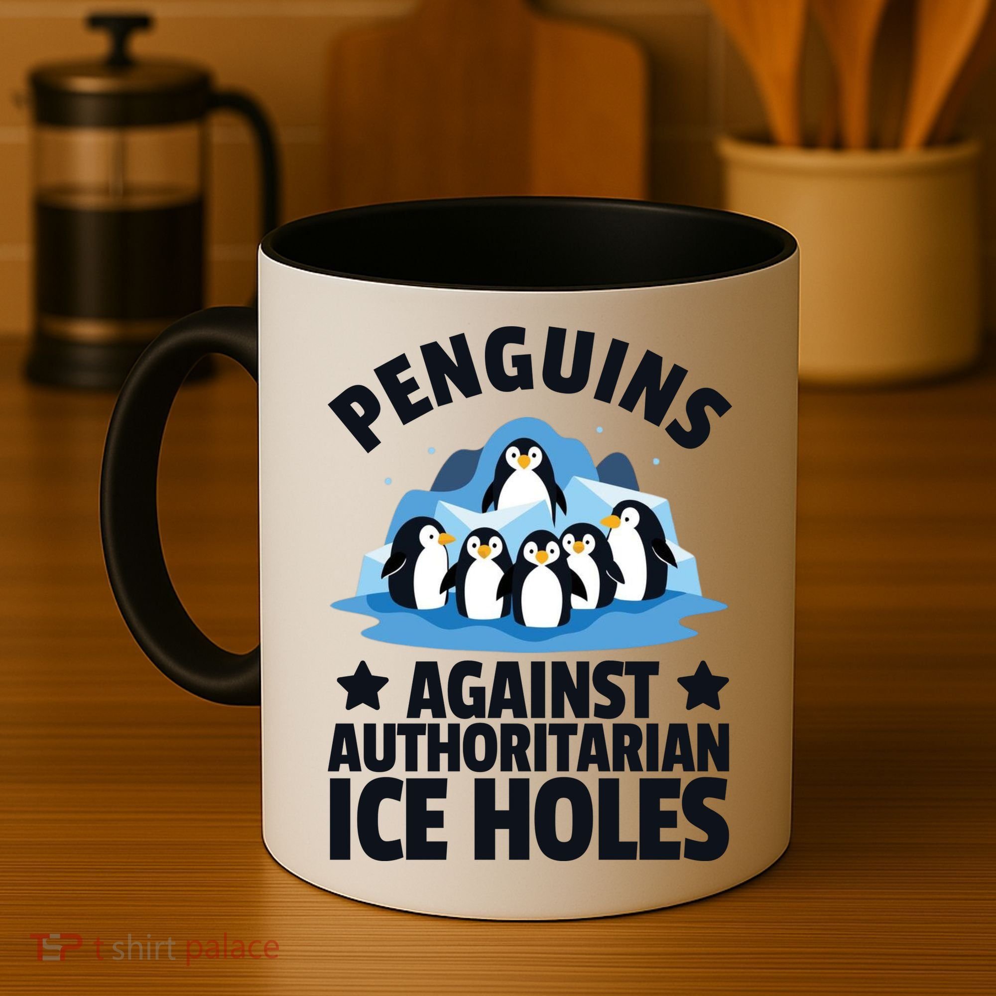 Penguin Protest Anti Authoritarian Ice Hole Coffee Mug