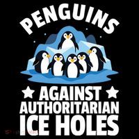 Penguin Protest Anti Authoritarian Ice Hole Ornament thumb 1