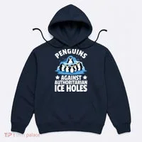 Penguin Protest Anti Authoritarian Ice Hole Hoodie thumb 0