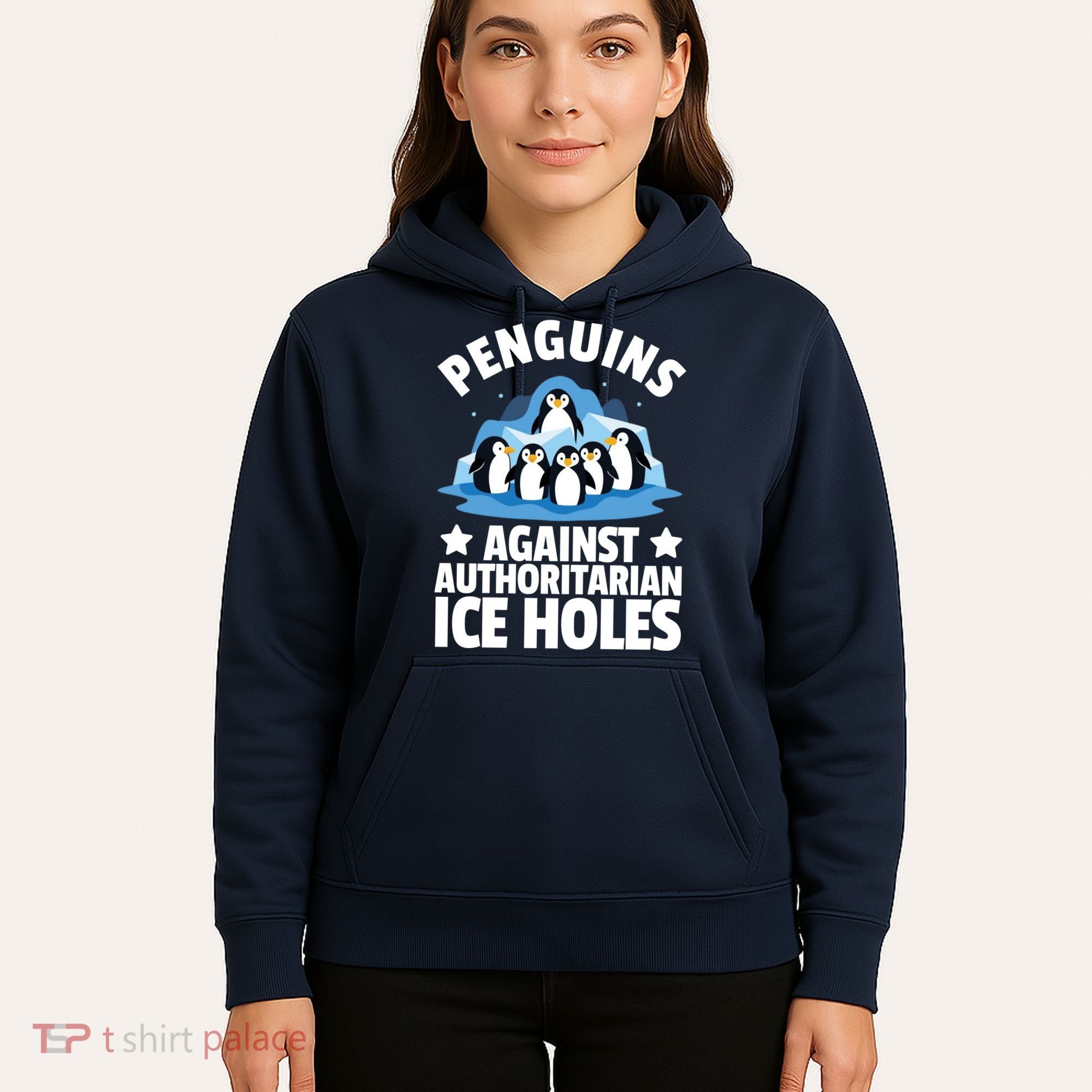 Penguin Protest Anti Authoritarian Ice Hole Hoodie