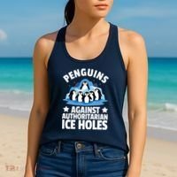Penguin Protest Anti Authoritarian Ice Hole Women's Tank Top thumb 2