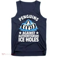 Penguin Protest Anti Authoritarian Ice Hole Tank Top thumb 0