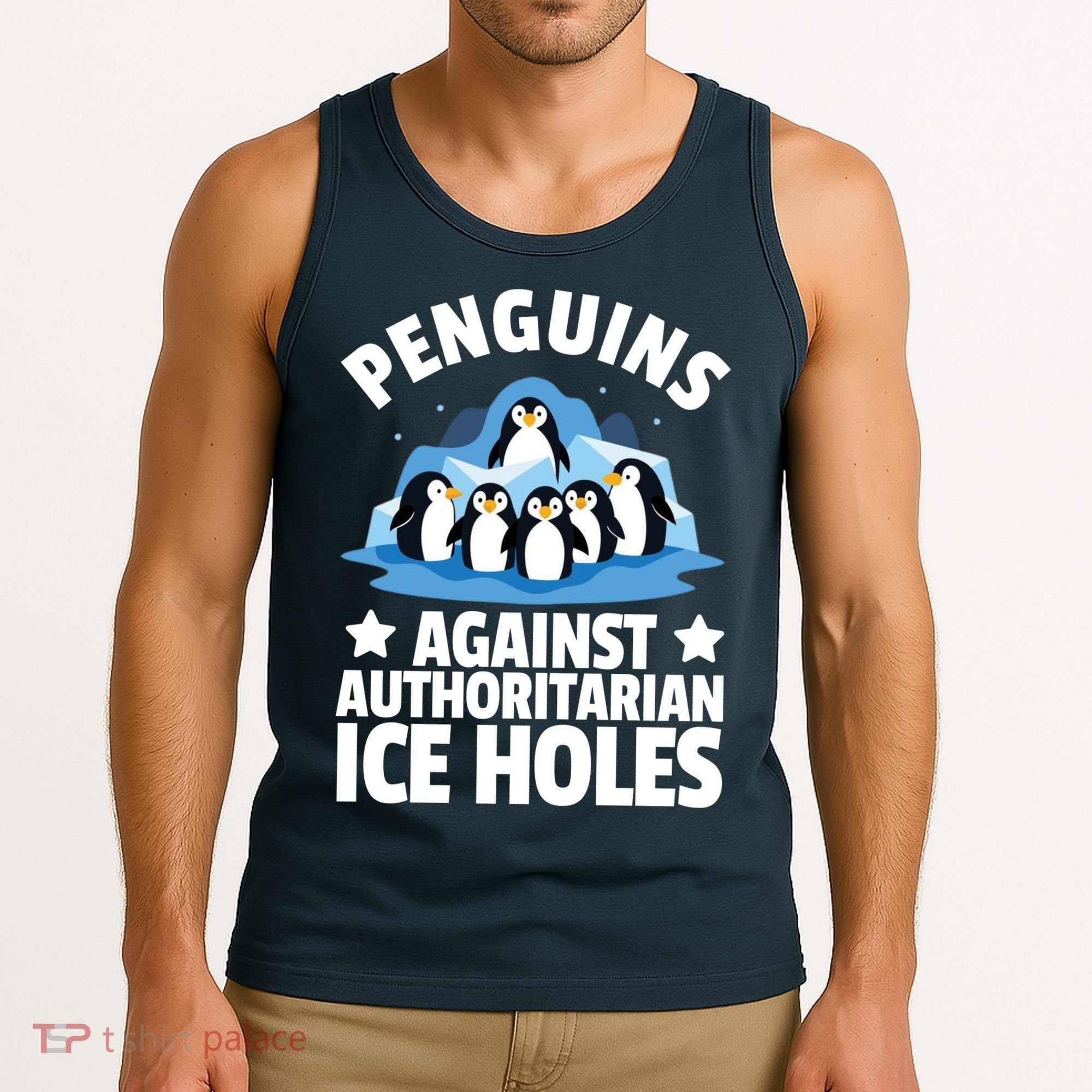 Penguin Protest Anti Authoritarian Ice Hole Tank Top