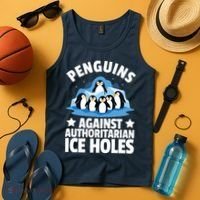 Penguin Protest Anti Authoritarian Ice Hole Tank Top thumb 4