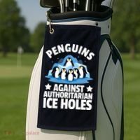 Penguin Protest Anti Authoritarian Ice Hole Golf Towel thumb 2