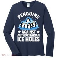 Penguin Protest Anti Authoritarian Ice Hole Women's Long Sleeve Shirt thumb 0