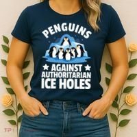 Penguin Protest Anti Authoritarian Ice Hole Women's T-Shirt thumb 2