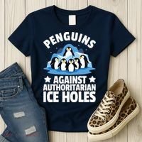 Penguin Protest Anti Authoritarian Ice Hole Women's T-Shirt thumb 3