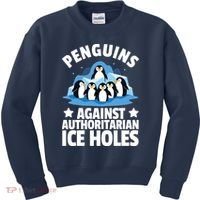 Penguin Protest Anti Authoritarian Ice Hole Kids Sweatshirt thumb 0