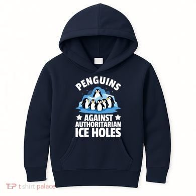 Penguin Protest Anti Authoritarian Ice Hole Kids Hoodie