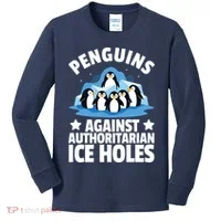 Penguin Protest Anti Authoritarian Ice Hole Kids Long Sleeve Shirt thumb 0