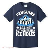 Penguin Protest Anti Authoritarian Ice Hole Kids T-Shirt thumb 0