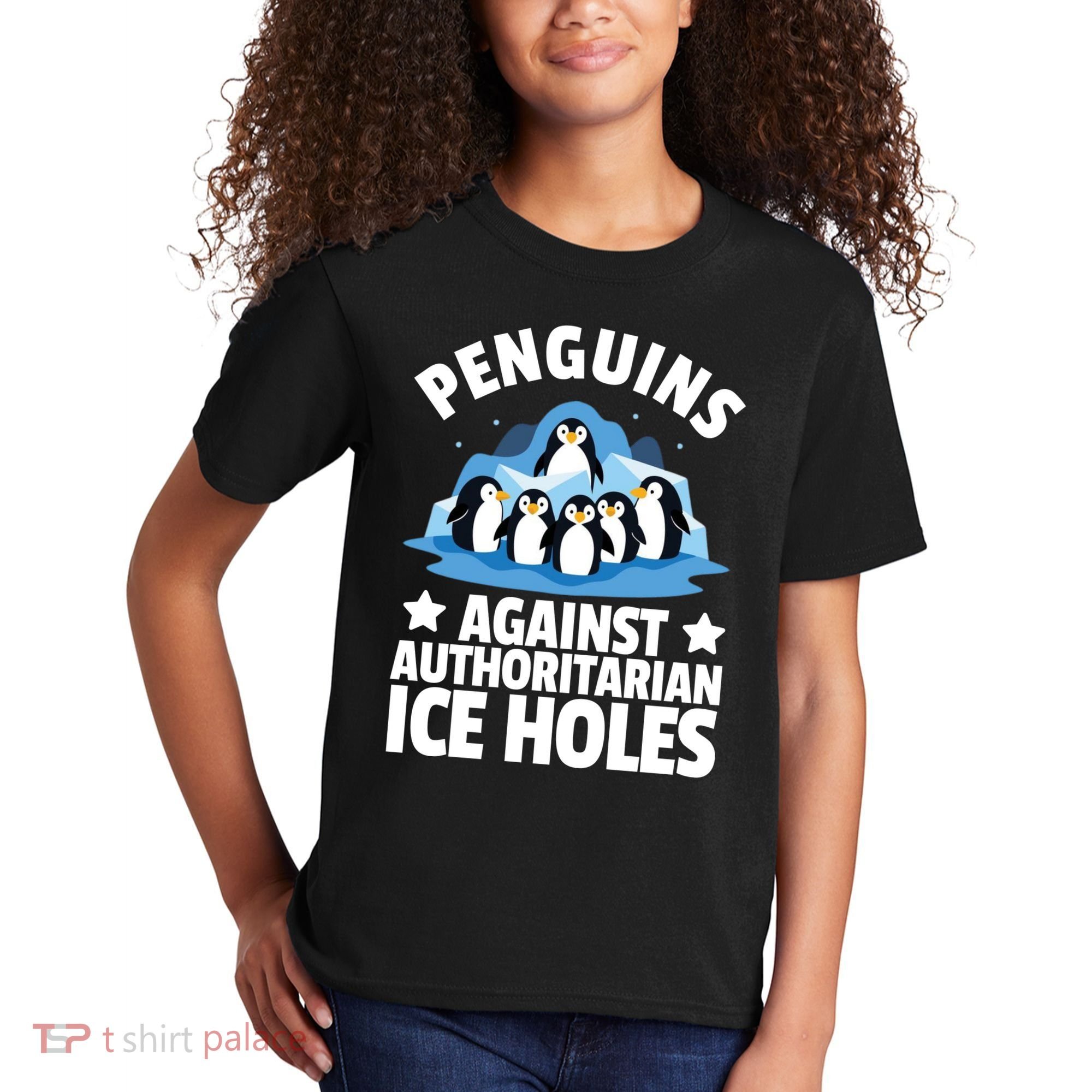 Penguin Protest Anti Authoritarian Ice Hole Kids T-Shirt