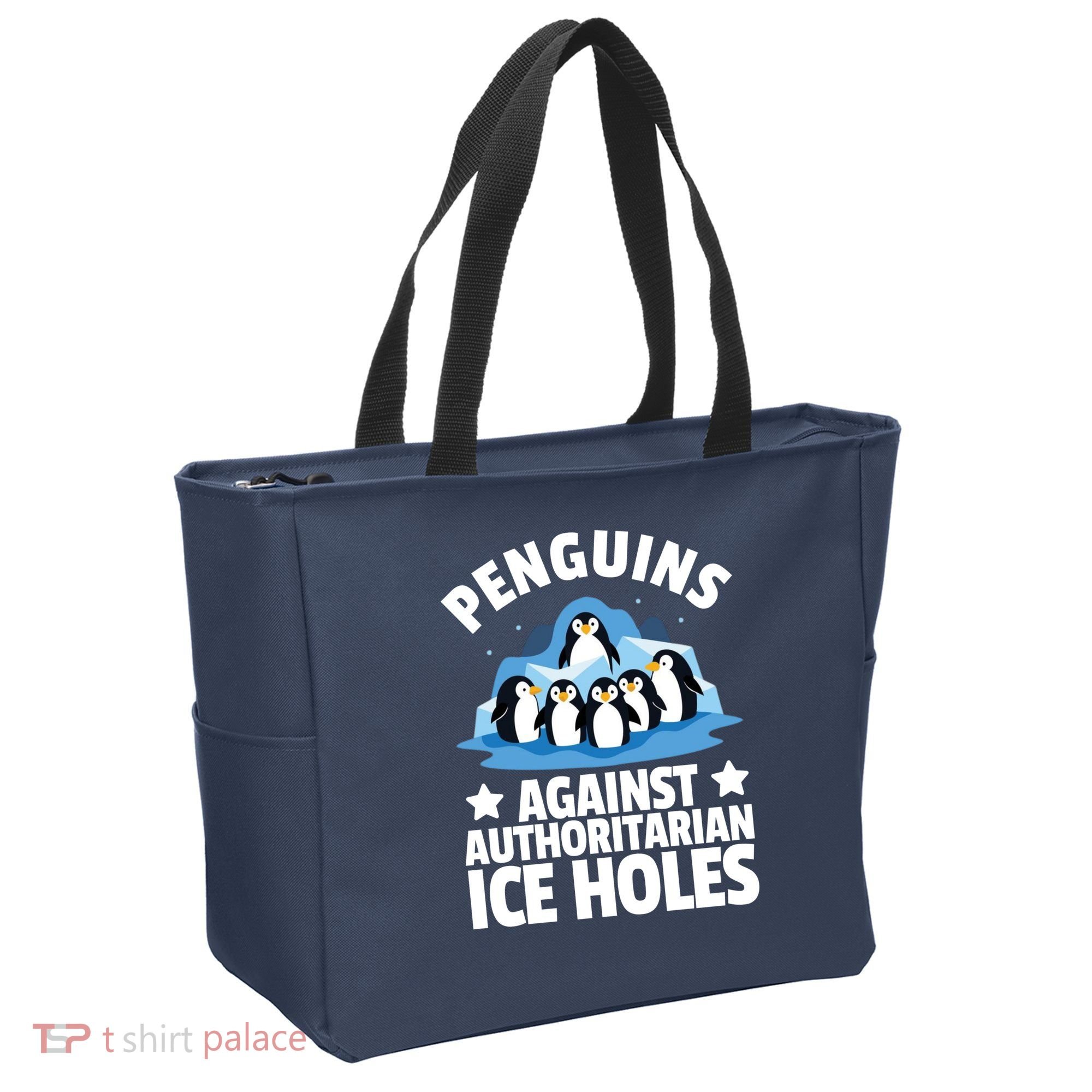 Penguin Protest Anti Authoritarian Ice Hole Tote Bag