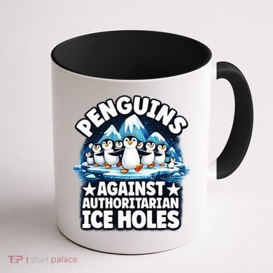 Penguin Protest Anti Authoritarian Stop Ice Hole Coffee Mug back