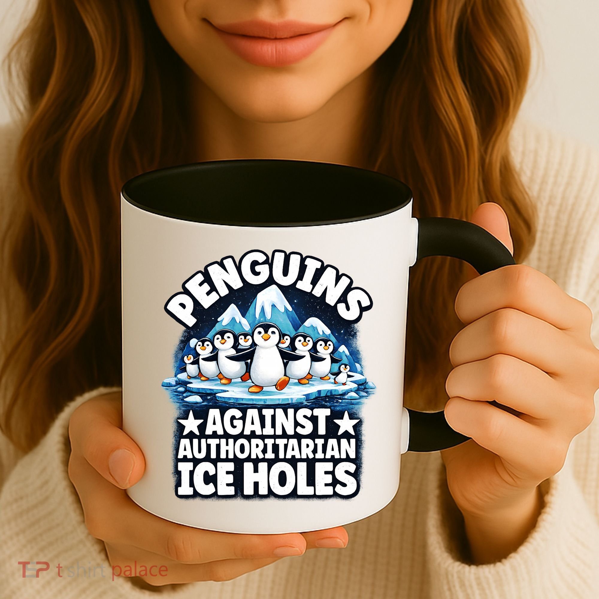 Penguin Protest Anti Authoritarian Stop Ice Hole Coffee Mug