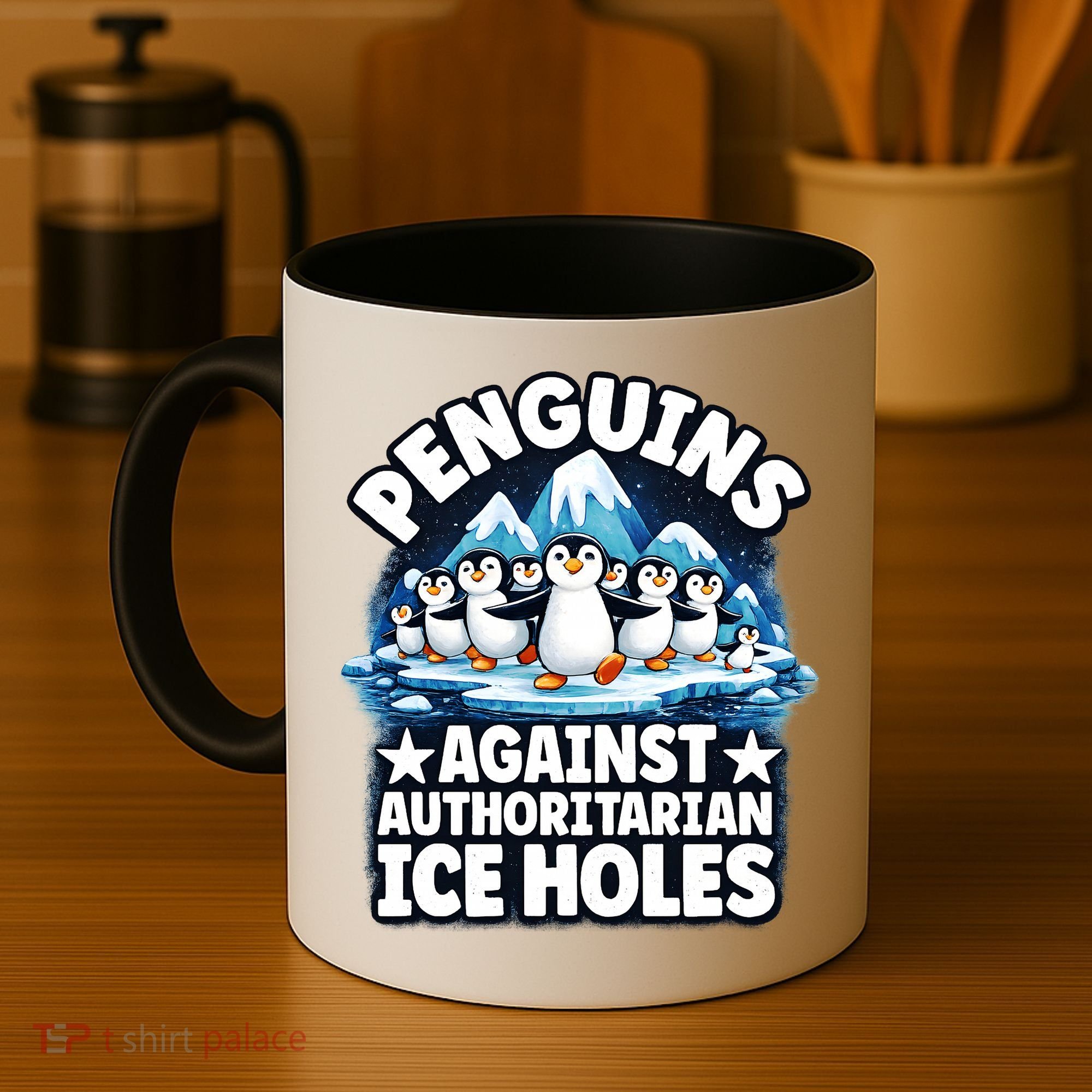 Penguin Protest Anti Authoritarian Stop Ice Hole Coffee Mug