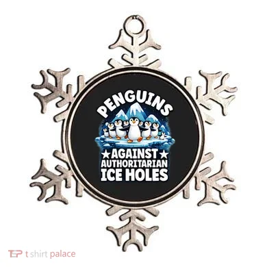 Penguin Protest Anti Authoritarian Stop Ice Hole Ornament
