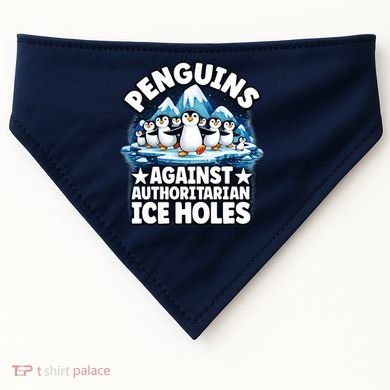 Penguin Protest Anti Authoritarian Stop Ice Hole USA-Made Doggie Bandana