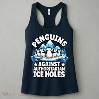 Penguin Protest Anti Authoritarian Stop Ice Hole Women's Tank Top thumb 3