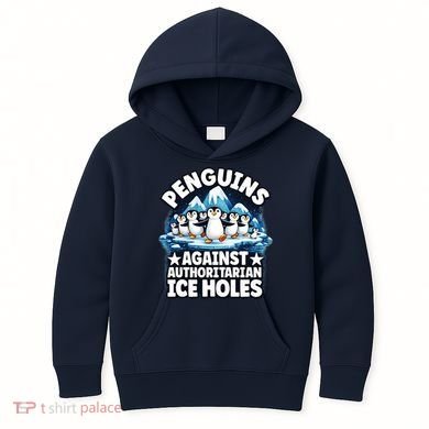 Penguin Protest Anti Authoritarian Stop Ice Hole Kids Hoodie